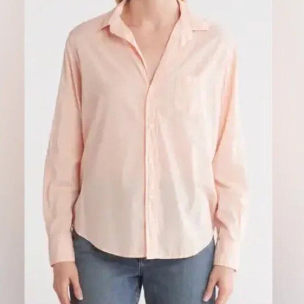 Frank & Eileen Eileen Relaxed Cotton Button Up Shirt in Canteloup